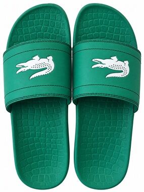 Lacoste Fraisier BRD1 Green Croc Logo Slide Sandals Men’s Size 9 / EU 43